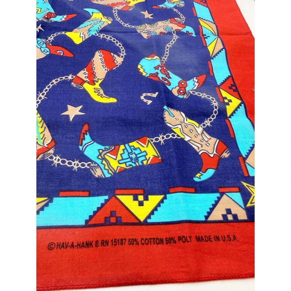 Hav-A-Hank Vintage Bandana Set Texas Lone Star Flag Cowboy Boots Made in USA